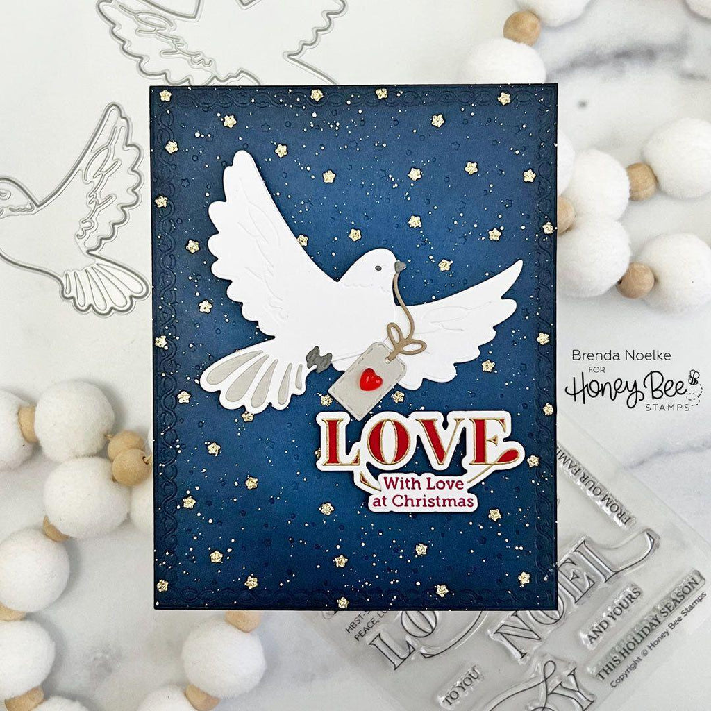 Honey Bee Scattered Stars A2 Cover Plate Dies hbds-scstcp With Love At Christmas Card | color-code:ALT03