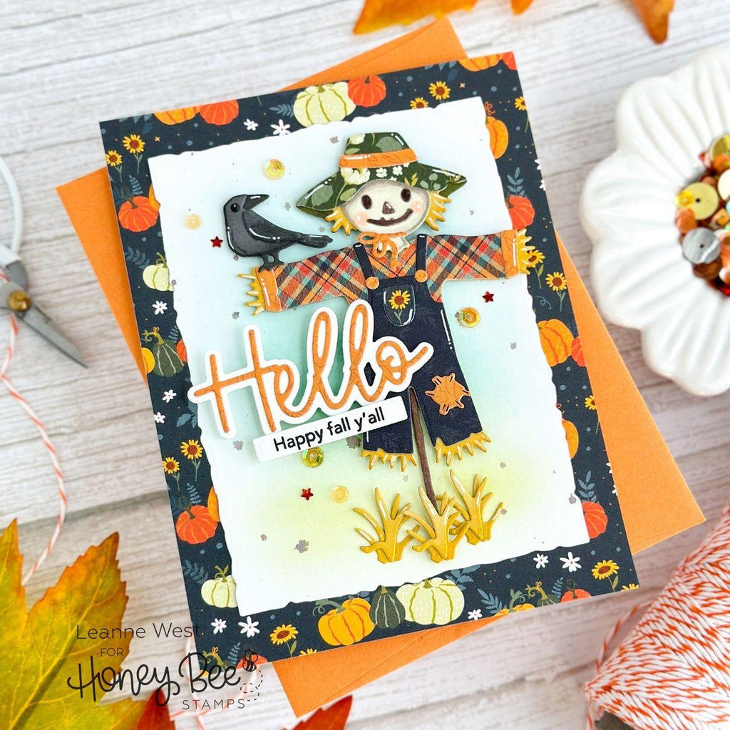 Honey Bee Mini Messages Fall Clear Stamps hbst-611 Scarecrow Card