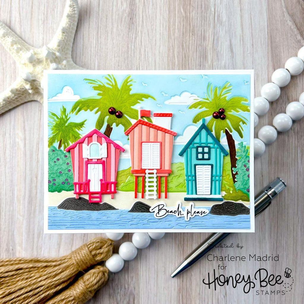 Honey Bee Lovely Layers Beach Houses Dies hbds-llbeach Beach Please Card