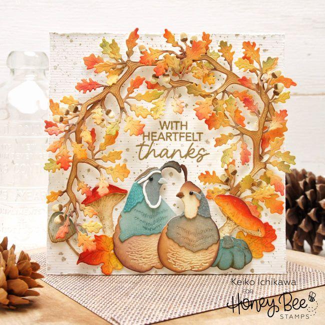 Honey Bee Lovely Layers Quails Dies hbds-llqua With Heartfelt Thanks Card