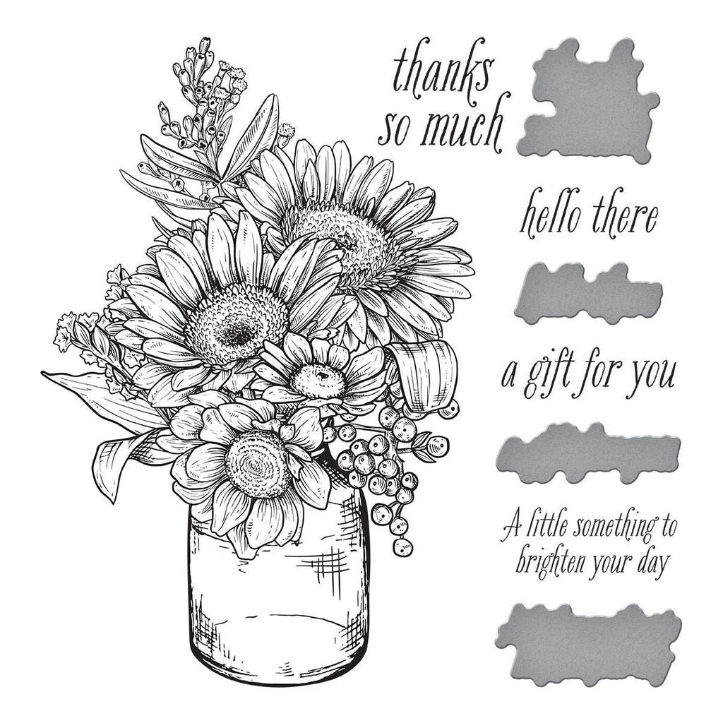 bp-095 Spellbinders Sunflower Bouquet Press Plate and Etched Die Set