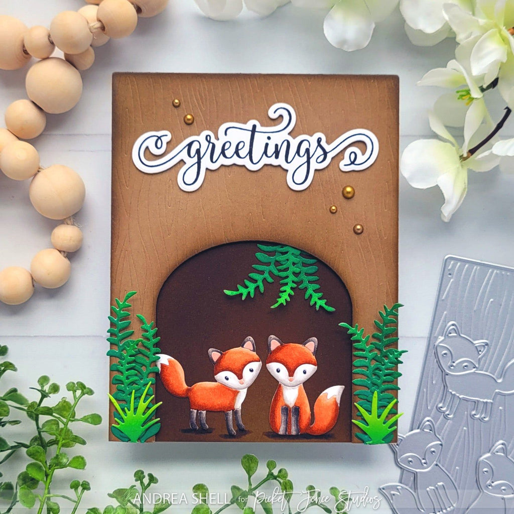 Picket Fence Studios Animal Crackers: Crafty Foxes Clear Stamps ac-112 greetings