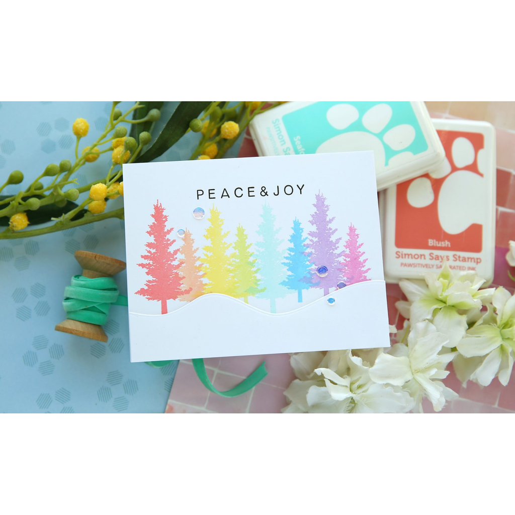 CZ Design Clear Stamps Peaceful Trees cz285c Stamptember Christmas Card | color-code:ALT04