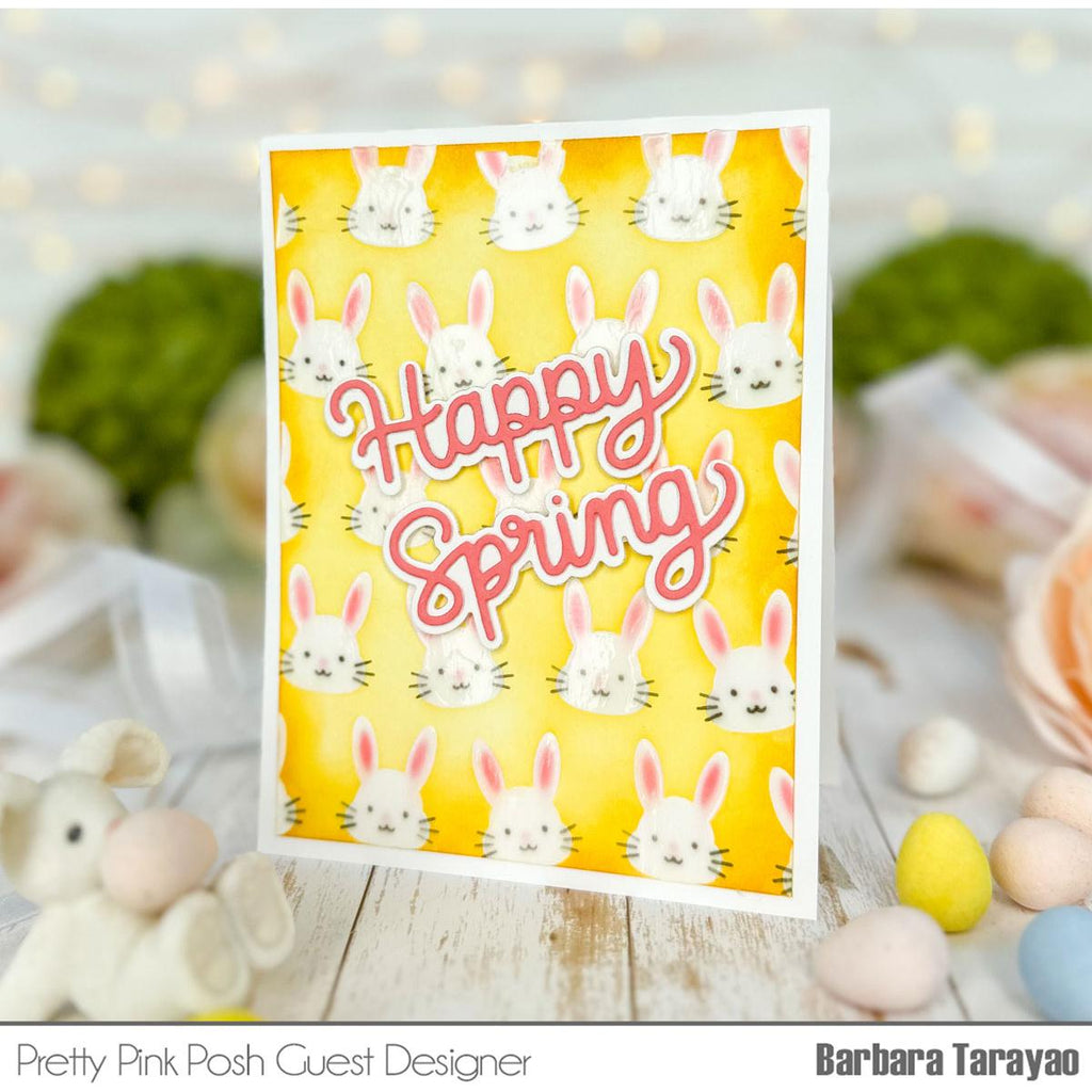 Pretty Pink Posh Layered Easter Bunnies Stencils happy spring