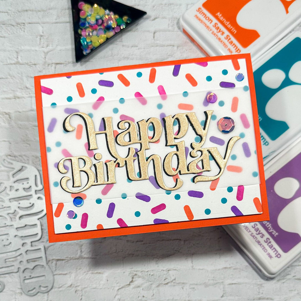 Simon Says Stamp Stencils Layering Sprinkles 1057st Stamptember Birthday Card