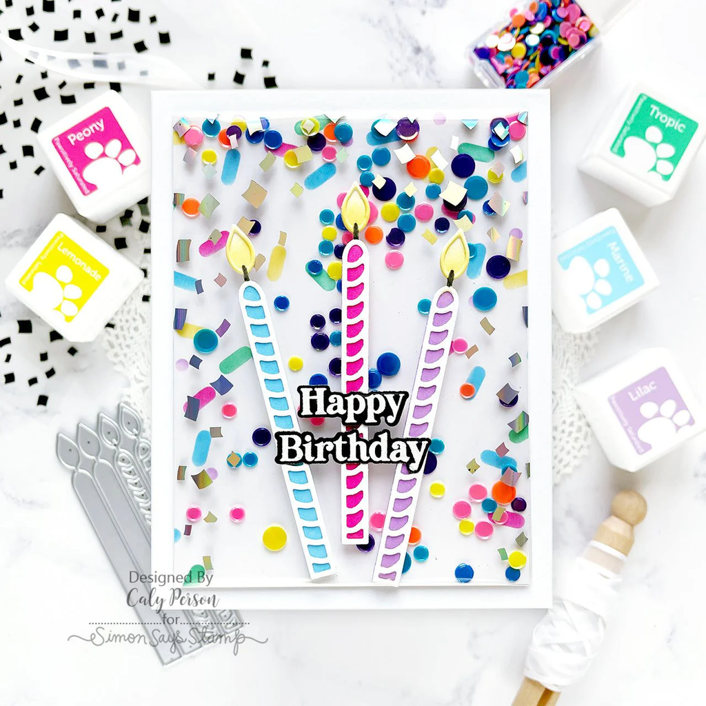 Simon Says Stamp Stencils and Dies Big Birthday Bundle set879bb Sweet Wishes Birthday Card