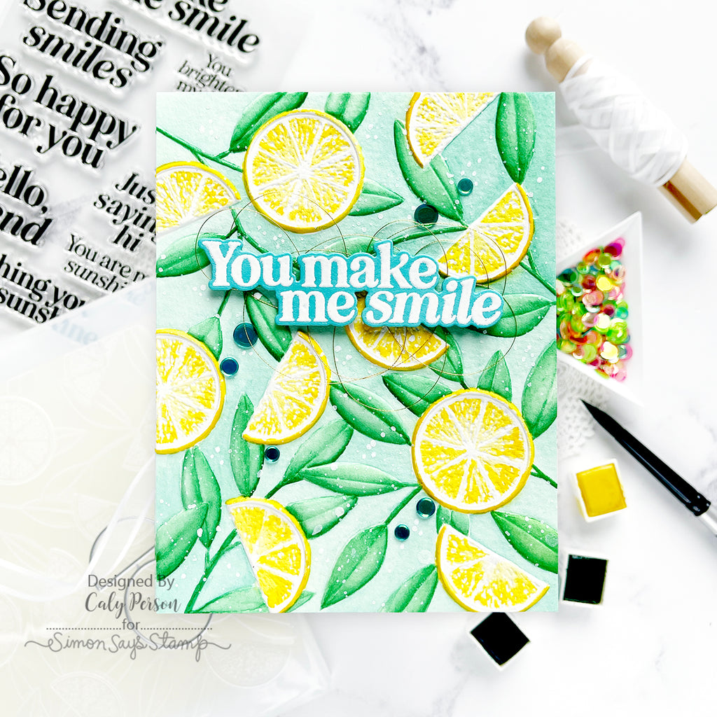 Simon Says Stamp Embossing Folder And Cutting Dies Lemon Tree sfd397 Sunny Vibes You Make Me Smile Card