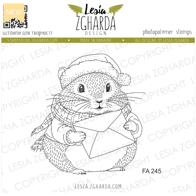 Lesia Zgharda Christmas Hamster Clear Stamp Set fa245