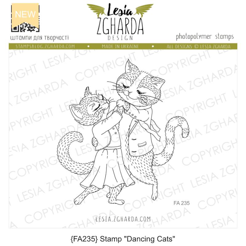 Lesia Zgharda Dancing Cats Clear Stamp fa235
