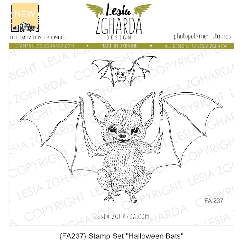 Lesia Zgharda Halloween Bats Clear Stamp fa237