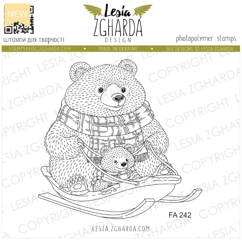 Lesia Zgharda Sledding Adventures Clear Stamp Set fa242