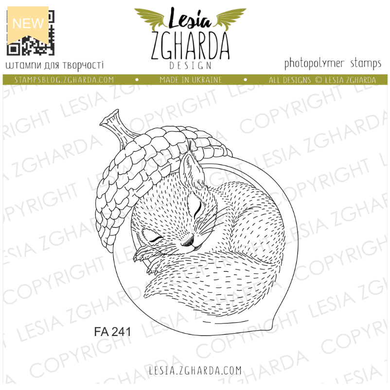 Lesia Zgharda Sleeping Squirrel Clear Stamp Set fa241