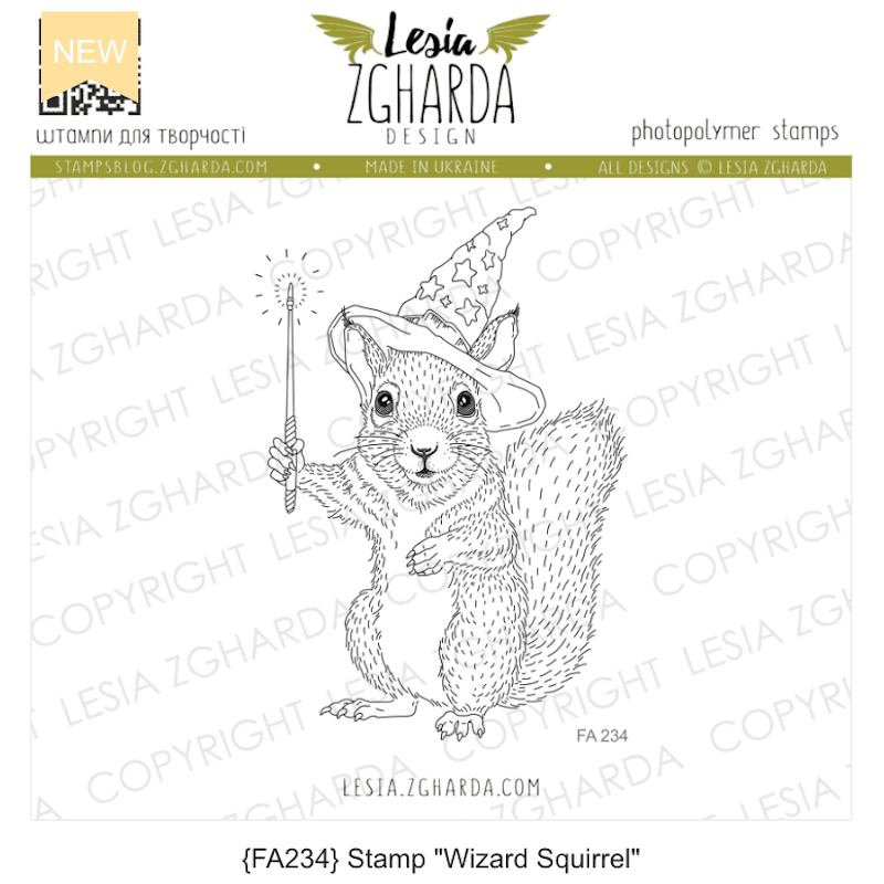 Lesia Zgharda Wizard Squirrel Clear Stamp fa234