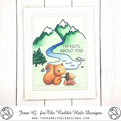 The Rabbit Hole Designs Tenting with Tailette Clear Stamp and Die Set nuts about you