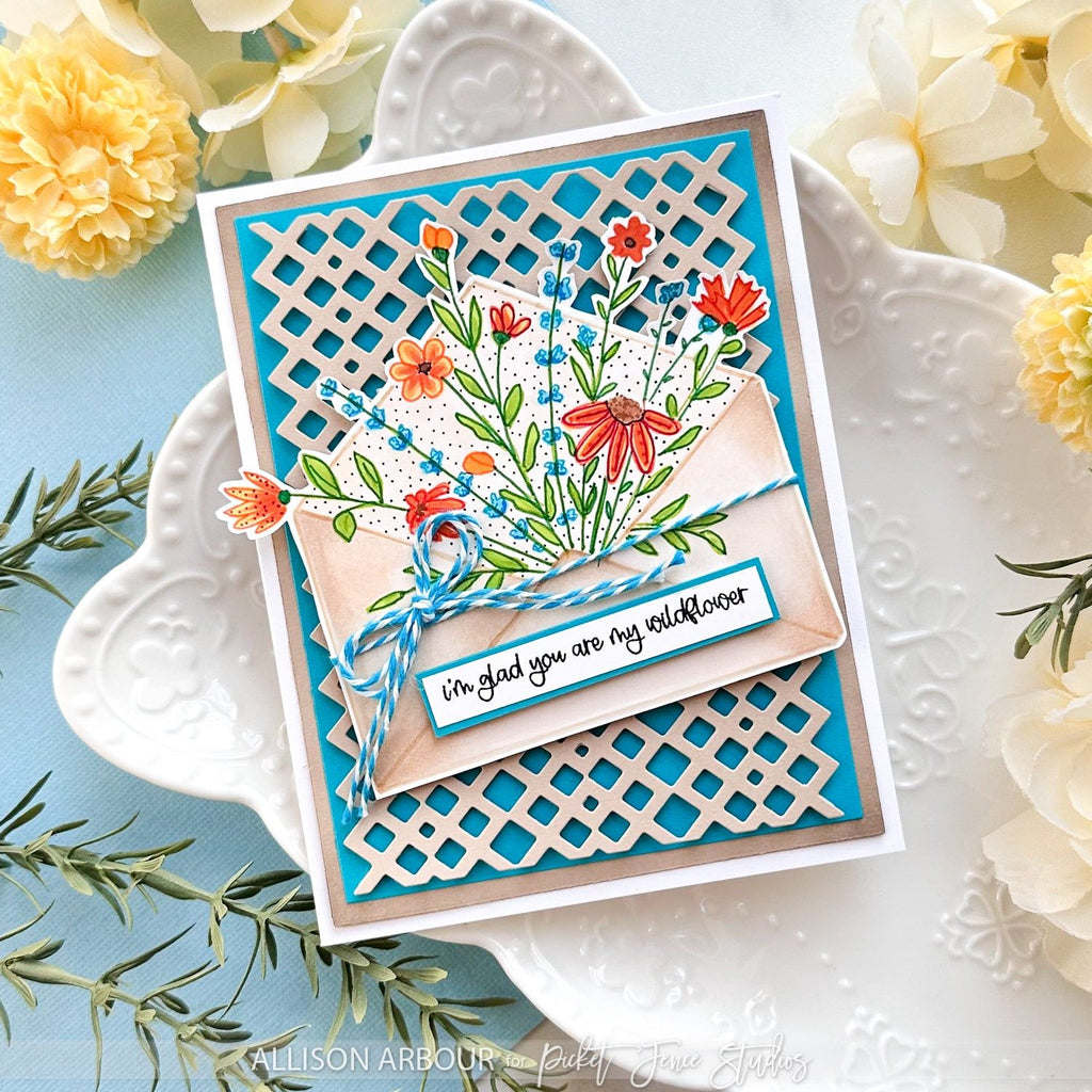 Picket Fence Studios Like a Wildflower Clear Stamps f-188 glad you ar my wildflower