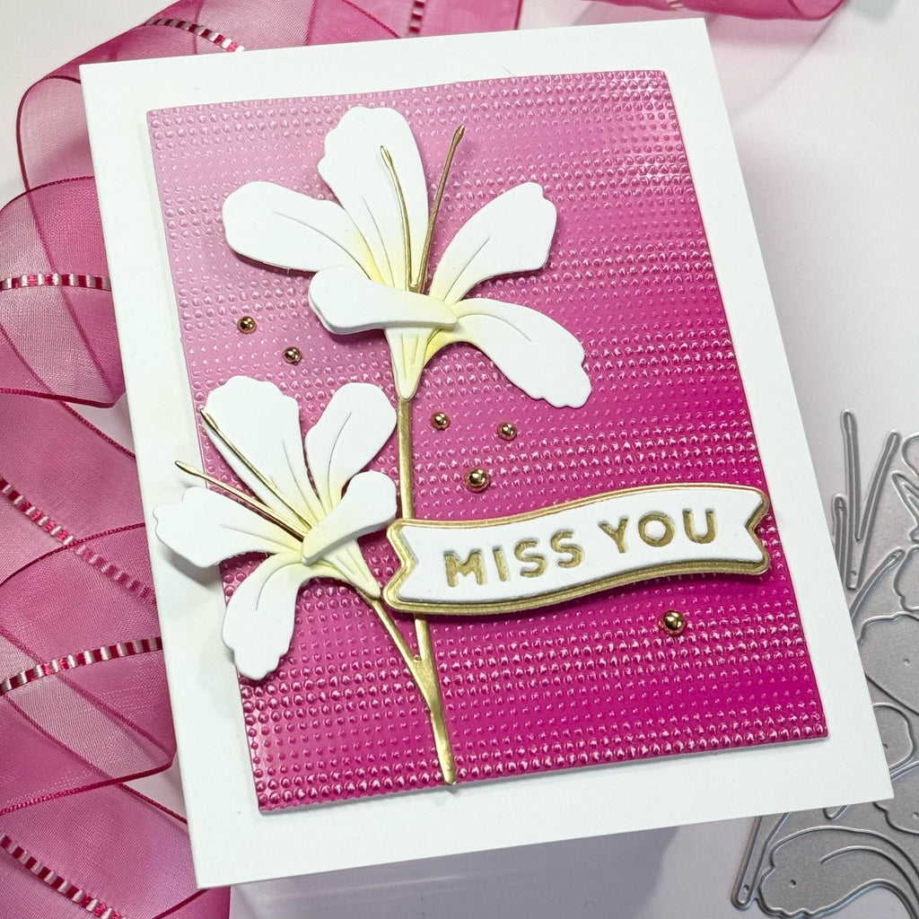 Simon Says Stamp Lily Duo Wafer Dies s928 Sunny Vibes Miss You Card