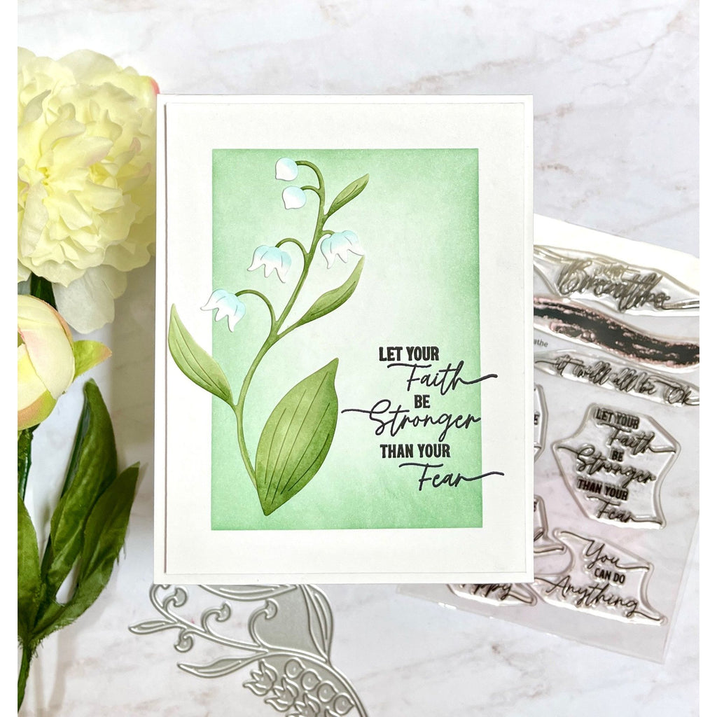 Simon Says Stamp Lily of the Valley Stem Wafer Dies s920 Sunny Vibes Strong Faith Card | color-code:ALT01