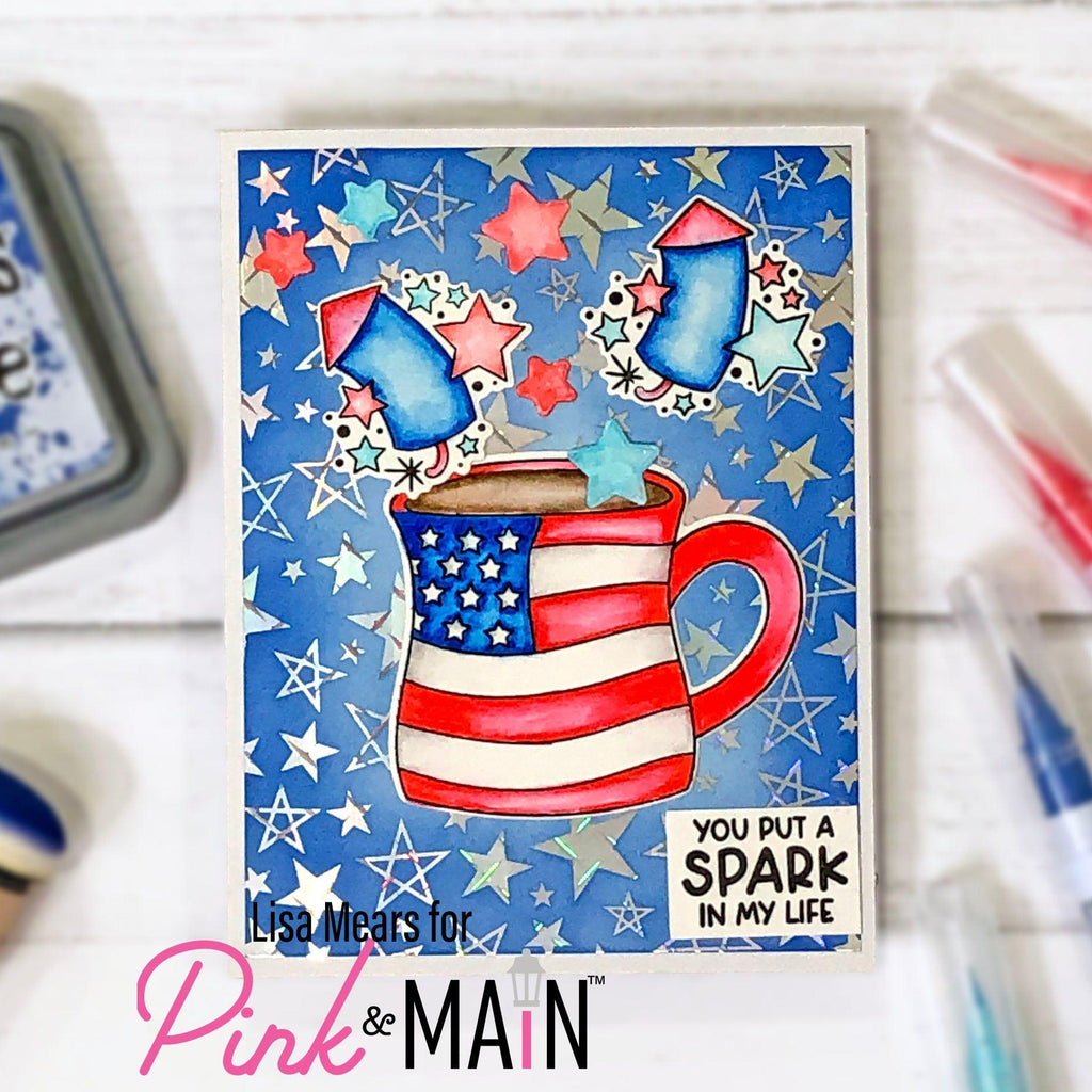 Pink and Main May Mugs Clear Stamp and Die Set spark