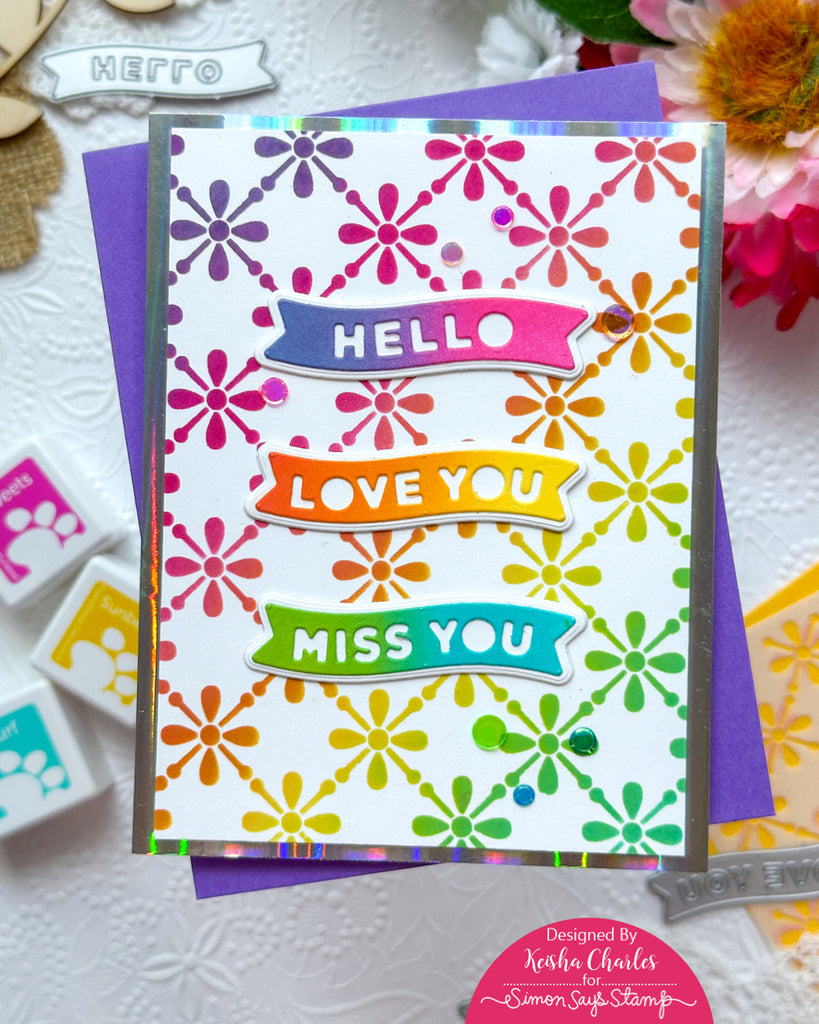 CZ Design Wafer Dies Little Banners Basics czd237 Sunny Vibes Hello Love You Miss You Card | color-code:ALT06