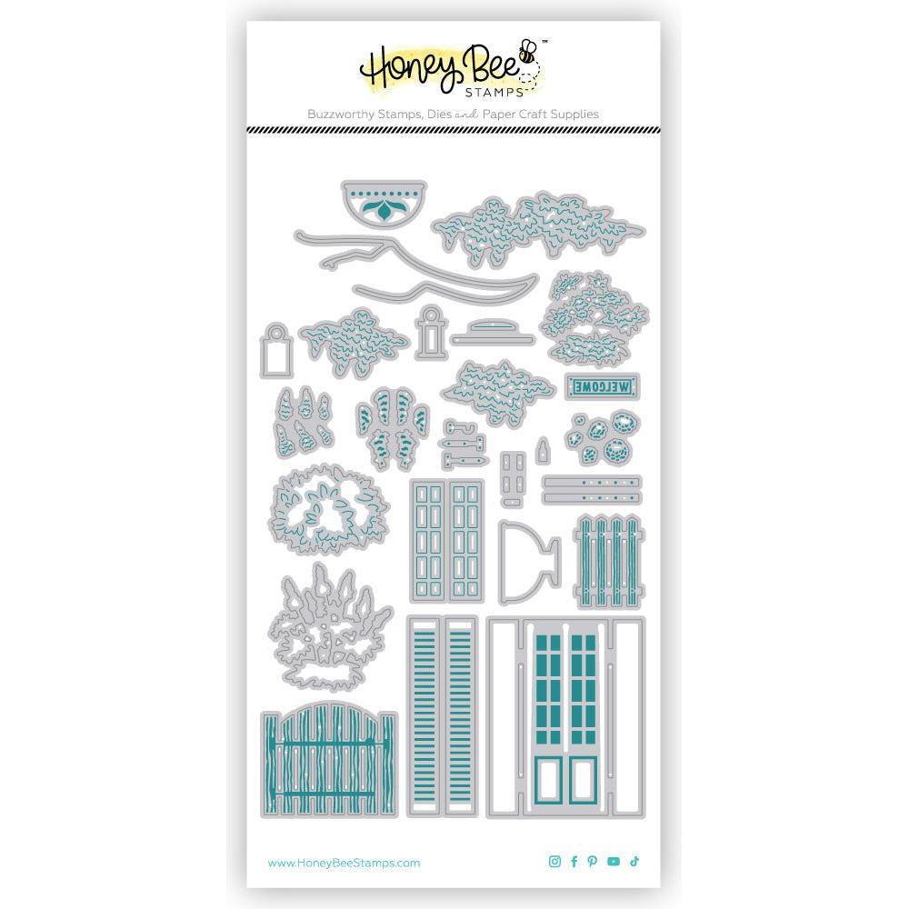 Honey Bee Lovey Layers Front Porch Spring Dies hbds-llfpsng metal die outline