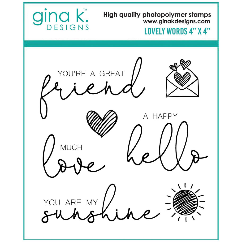 Gina K Designs LOVELY WORDS Clear Stamps 2330