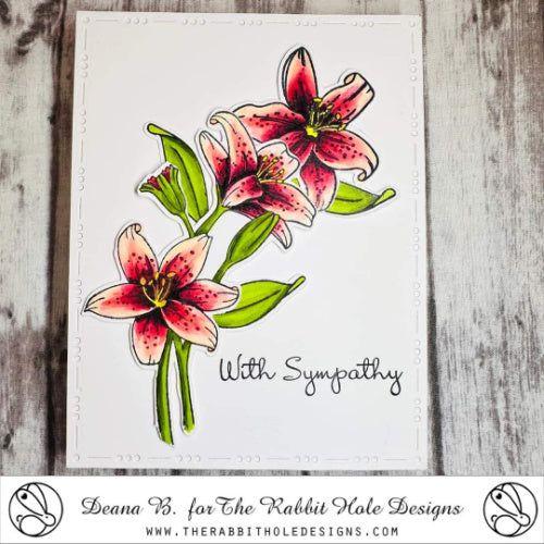 The Rabbit Hole Designs Lovely Lilies Clear Stamps TRH-205 with sympathy