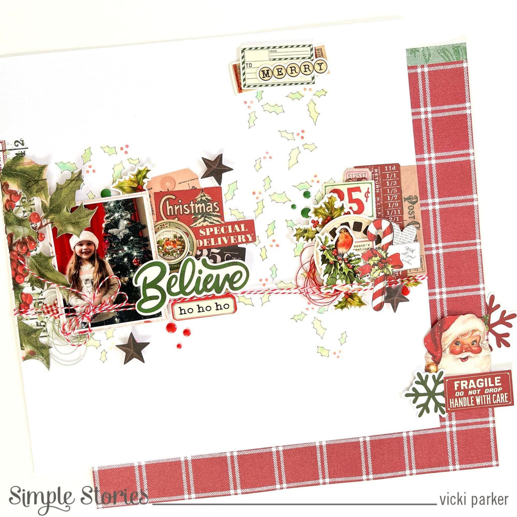 Simple Stories Vintage Dear Santa Bits And Pieces 20822 Christmas Special Delivery Layout