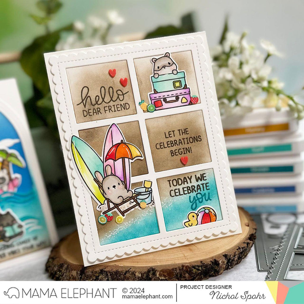 Mama Elephant Deliver Summer Vibes Clear Stamp and Die Set hello dear friend | color-code:ALT01