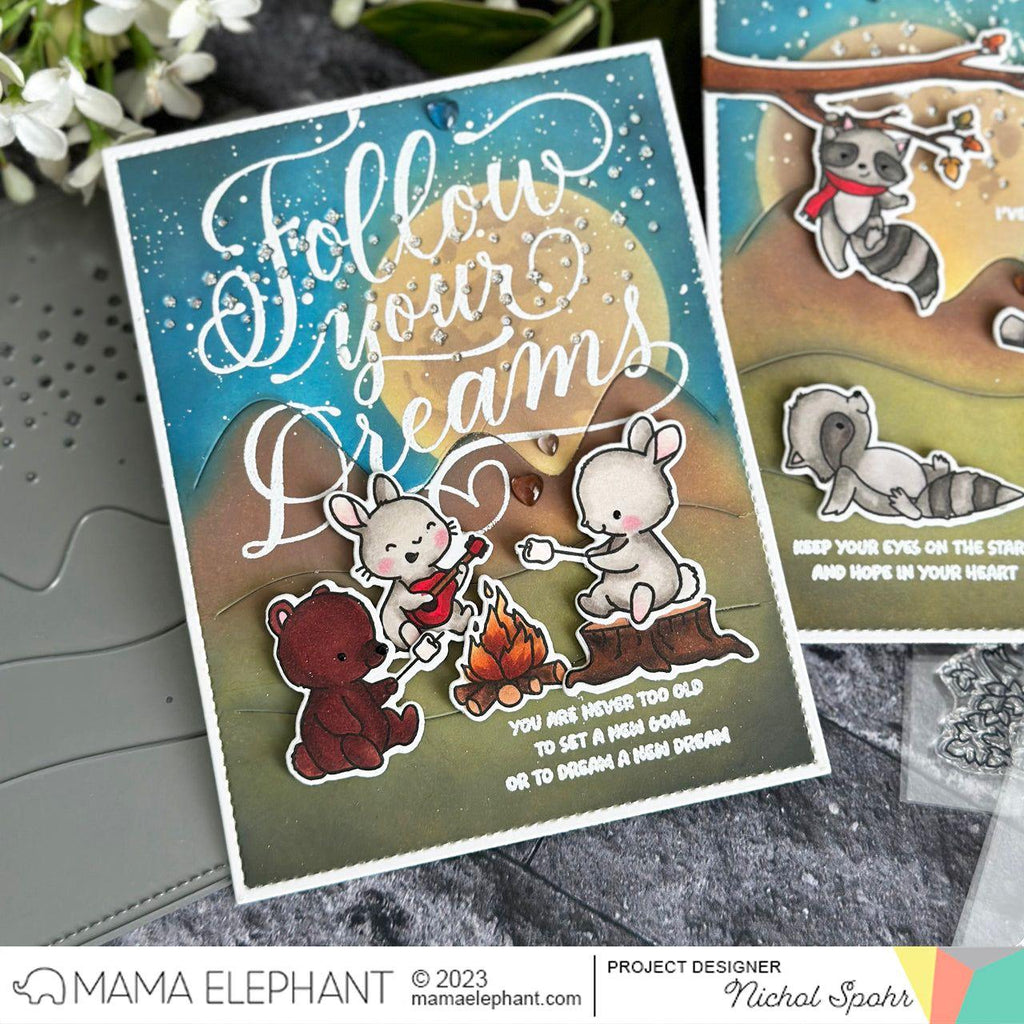 Mama Elephant Around the Camp Fire Creative Cuts Steel Dies Mountains | color-code:ALT02