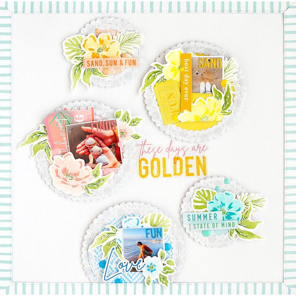 PinkFresh Studio Sunshine On My Mind Clear Stamp Set 157323 Tropical Flowers Layout | color-code:ALT03