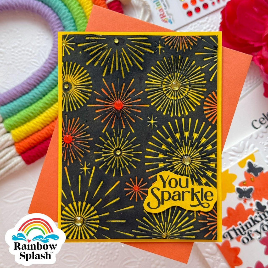 Rainbow Splash Embossing Folder Magnificent Bursts sf442 You Sparkle Card