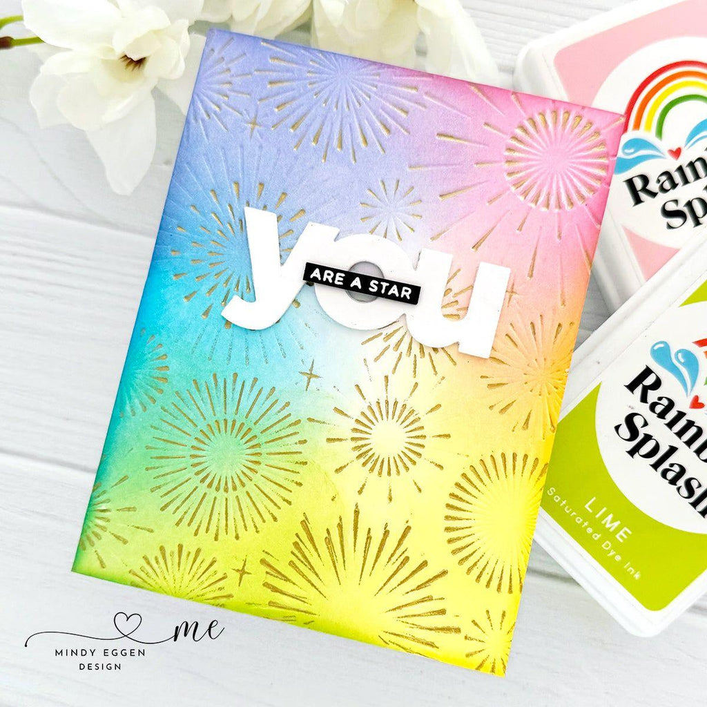 Rainbow Splash Embossing Folder Magnificent Bursts sf442 You are a Star Card | color-code:ALT01