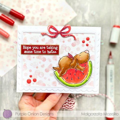 Purple Onion Designs Flappy Watermelon Chill Unmounted Cling Stamp pod5024 taking time to relax card