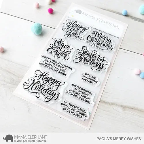 Mama Elephant Paola's Merry Wishes Clear Stamps