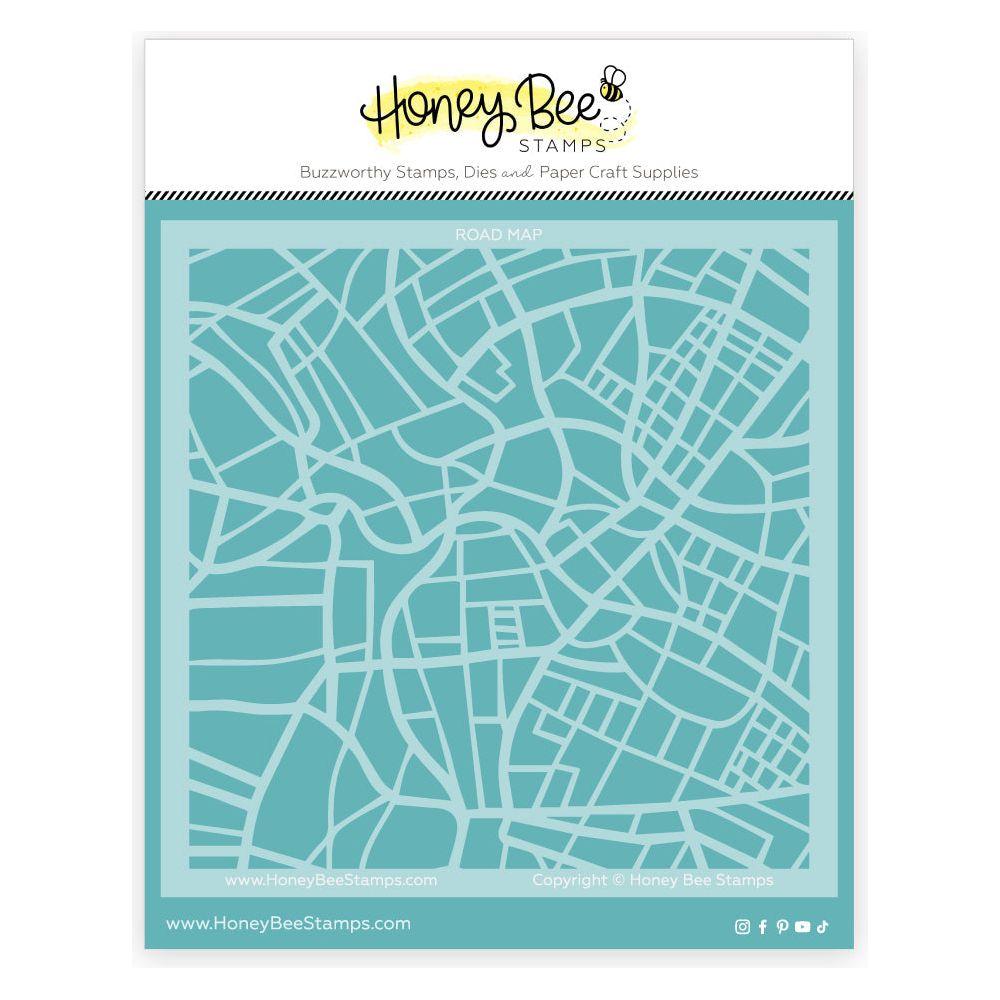 Honey Bee Road Map Background Stencil hbsl-151 Detailed Product Image