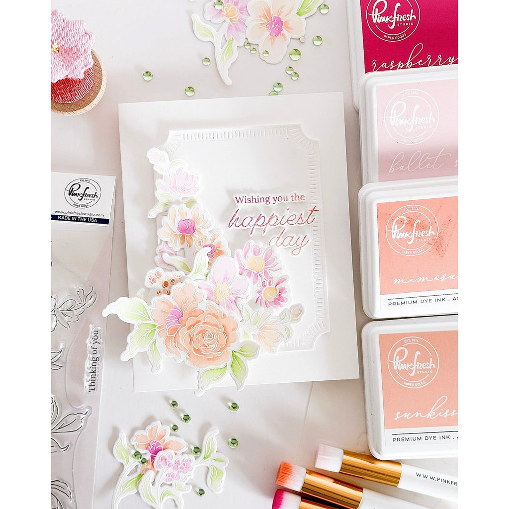 Pinkfresh Studio Artsy Floral Stencils 240924 Happiest Day Card | color-code:ALT01