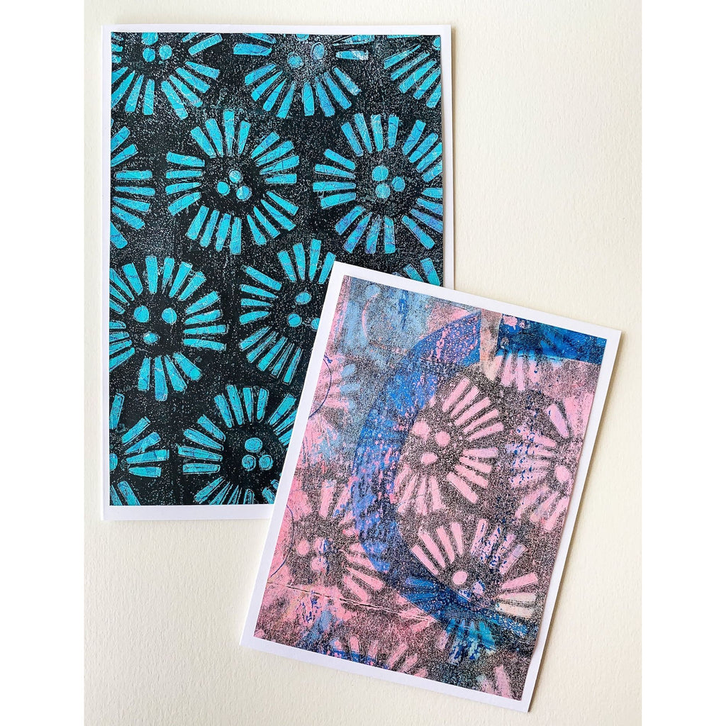 Gelli Arts 5x7 Abstract Flower Stencil for Printing Plates example