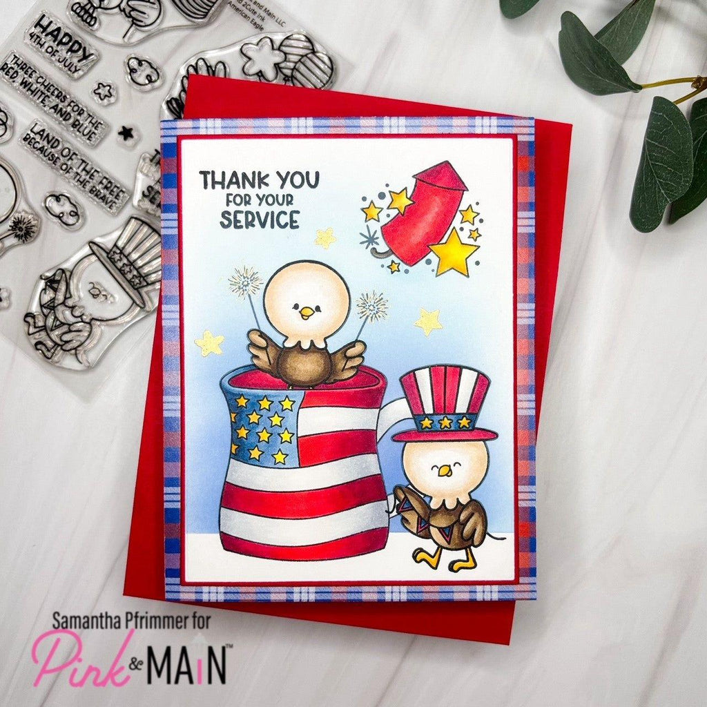 Pink and Main May Mugs Clear Stamp and Die Set thank you