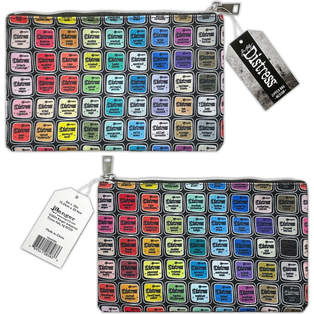 Tim Holtz Medium 6 x 10 Distress Zipper Bag Bundle Of 3 Front Back View