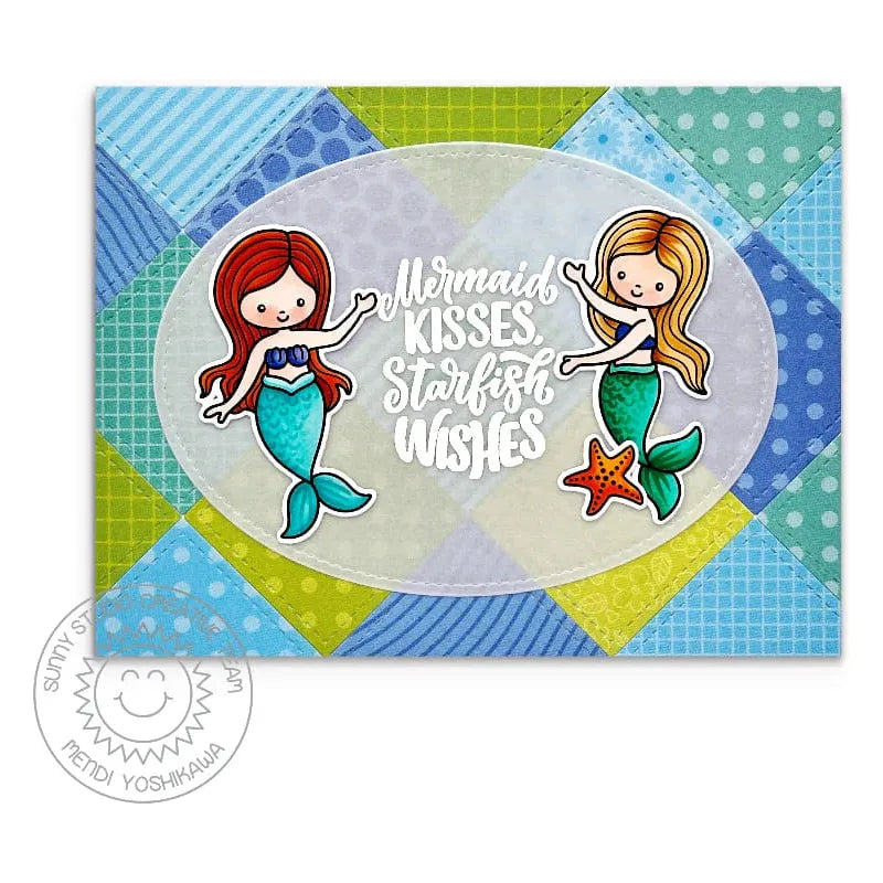 Sunny Studio Stitched Square Craft Dies ssdie-379 mermaids