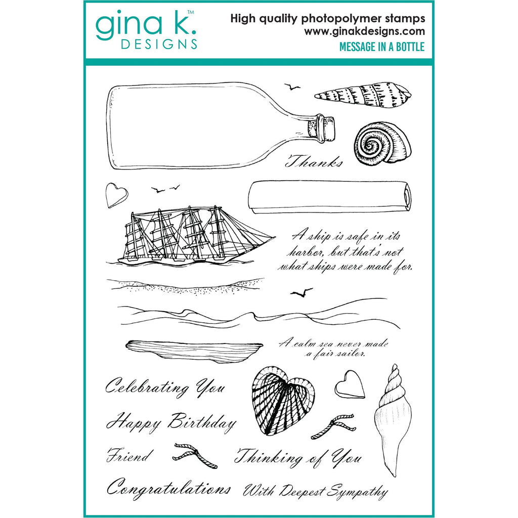 Gina K Designs Message in a Bottle Clear Stamps mm134