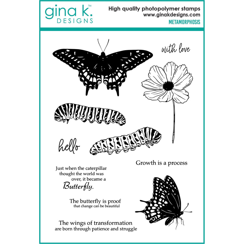 Gina K Designs Metamorphosis Clear Stamps and Dies Bundle hddie0427 stamps only