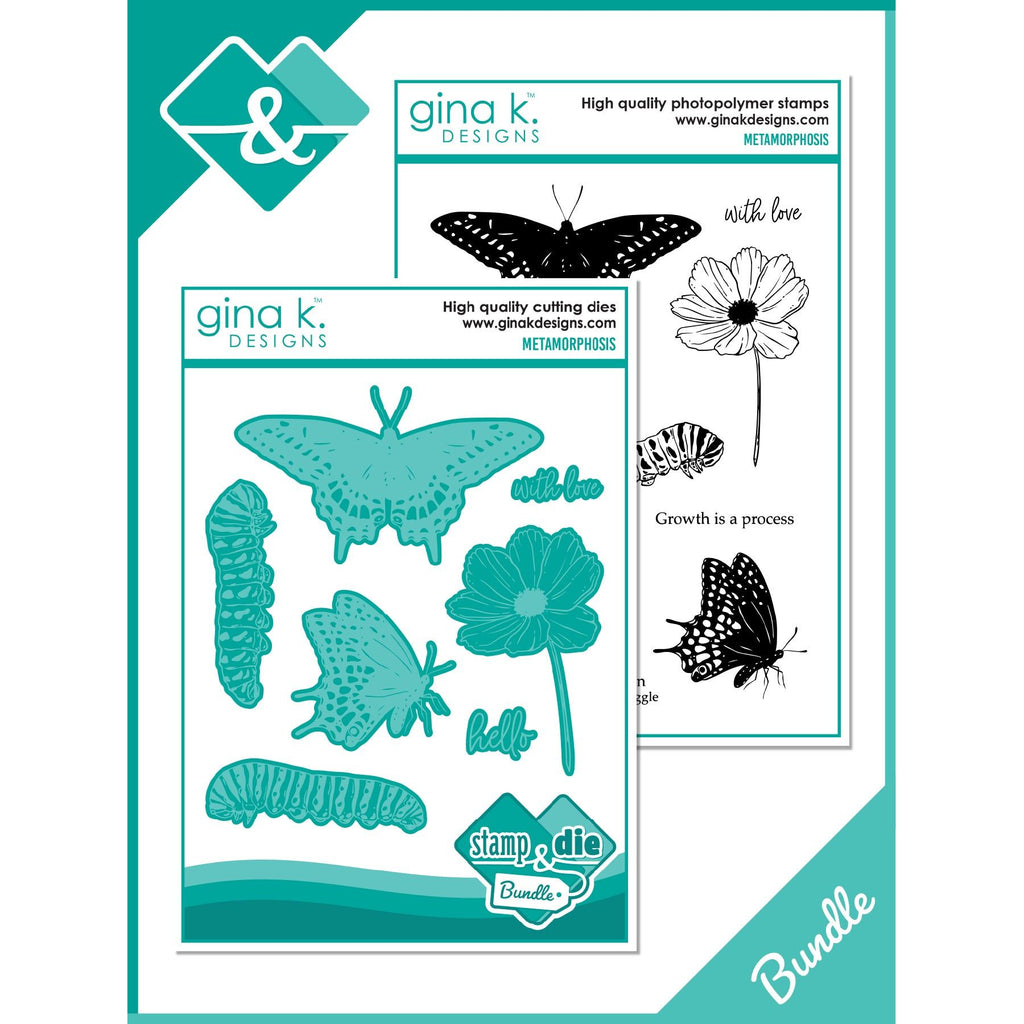 Gina K Designs Metamorphosis Clear Stamps and Dies Bundle hddie0427