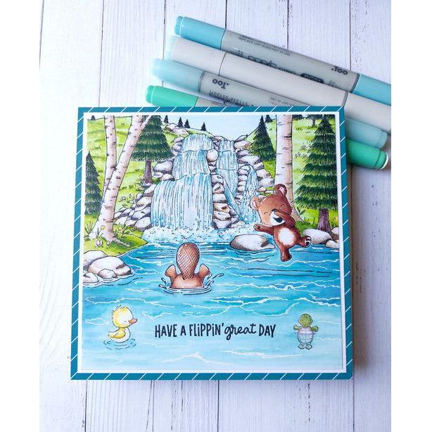 Purple Onion Designs Rip Unmounted Cling Stamp pod1391 great day beaver diving card