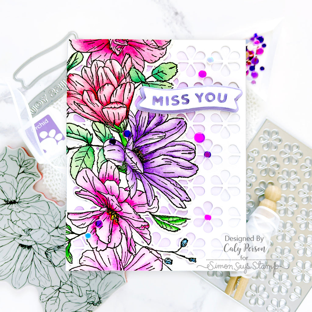 Simon Says Stamp Mini Fab Floral Plate Wafer Die s934 Sunny Vibes Miss You Card | color-code:ALT03