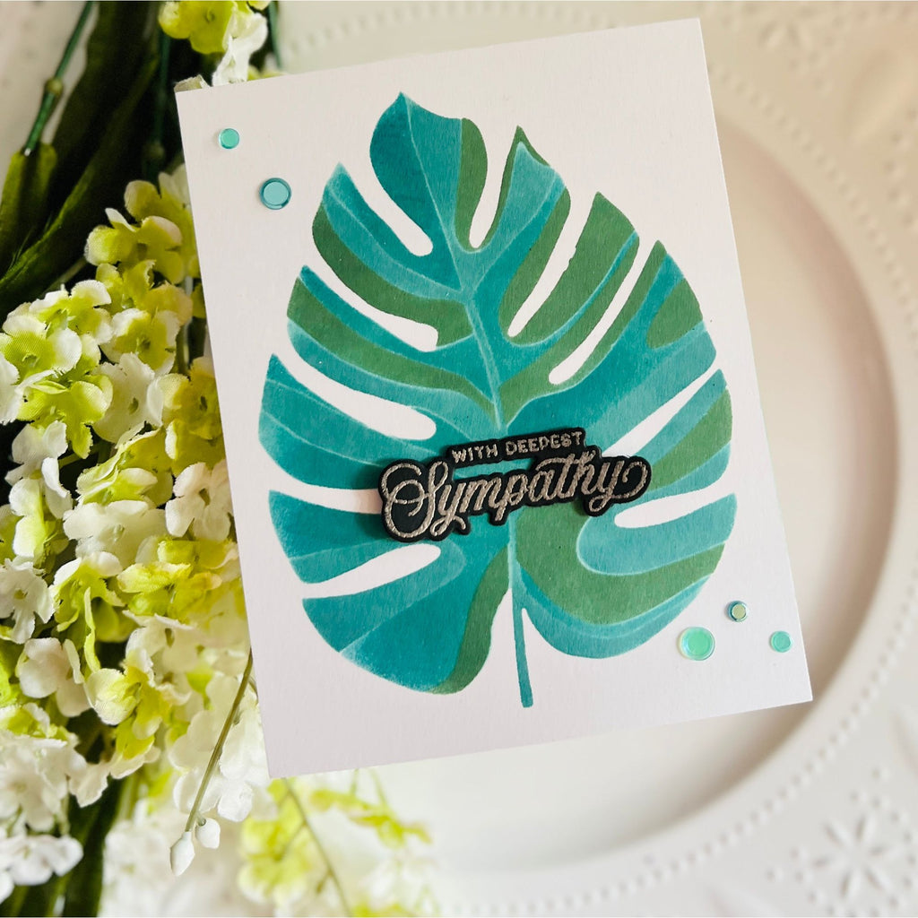 Simon Says Stamp Stencils Monstera 1050mt Cheering for You Sympathy Card