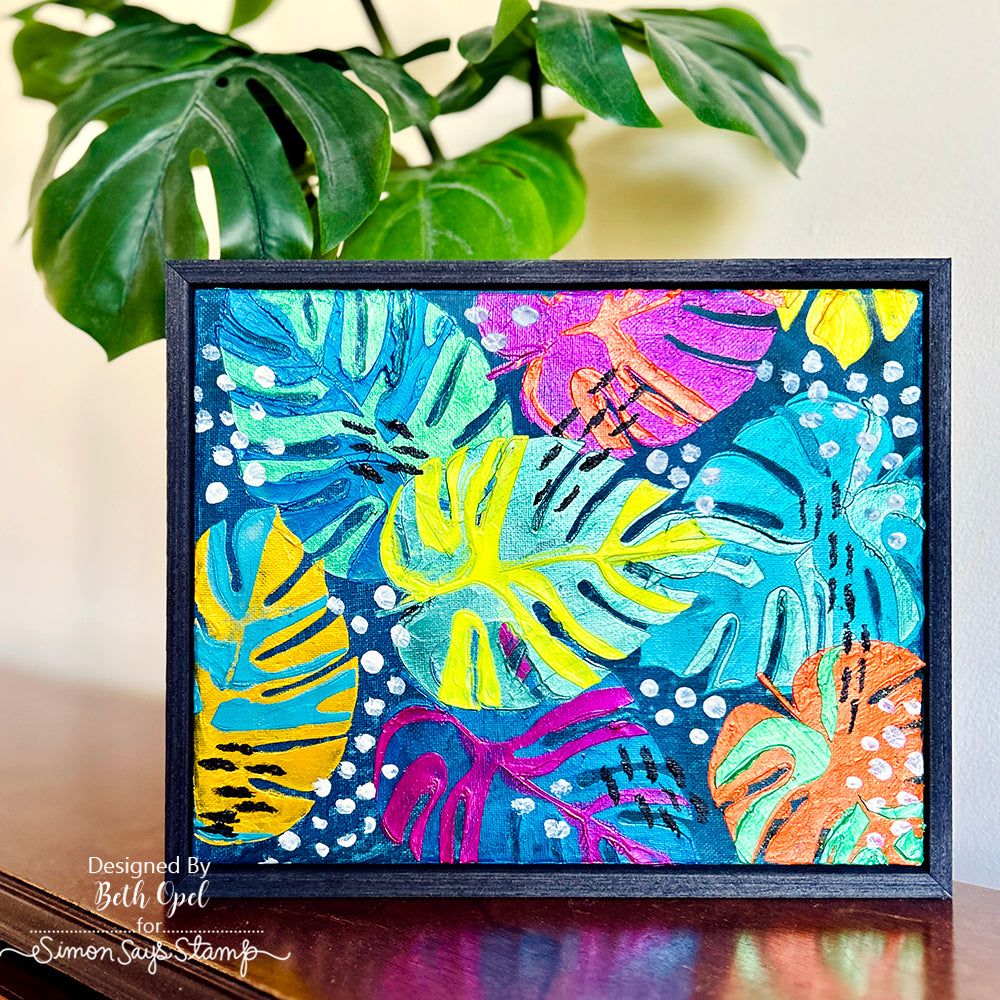 Simon Says Stamp Stencils Monstera 1050mt Cheering for You Tropical Painting