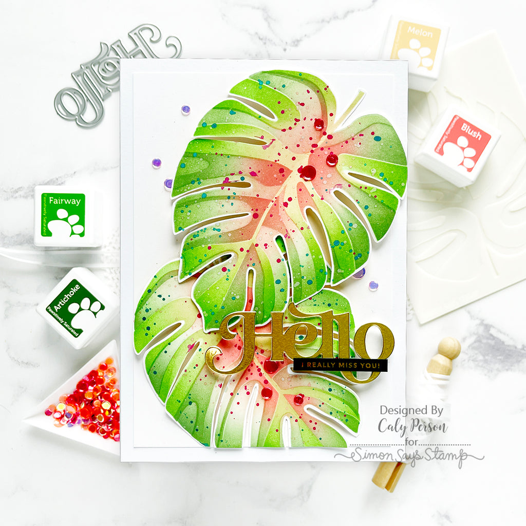 Simon Says Stamp Stencils Monstera 1050mt Cheering for You Hello Card | color-code:ALT01