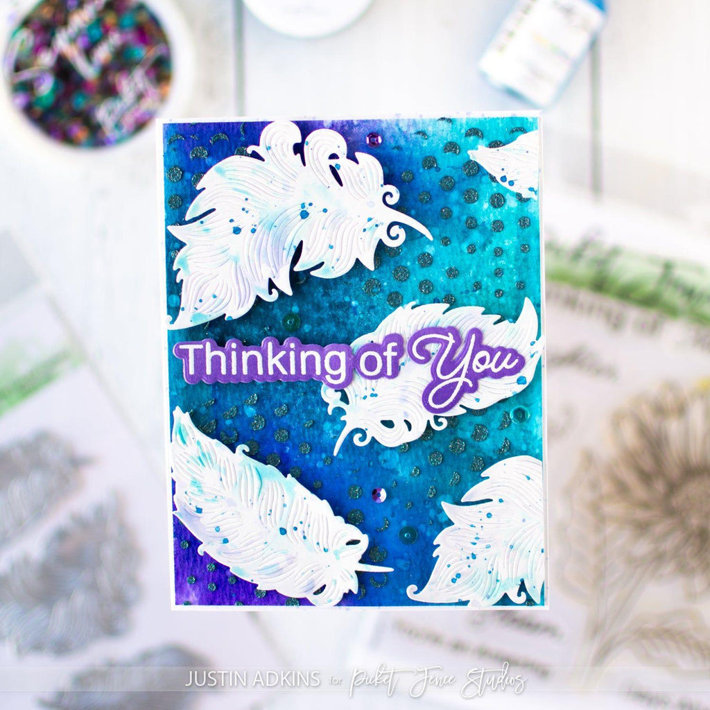 Picket Fence Studios More Fanciful Feathers Dies pfsd-393 thinking of you