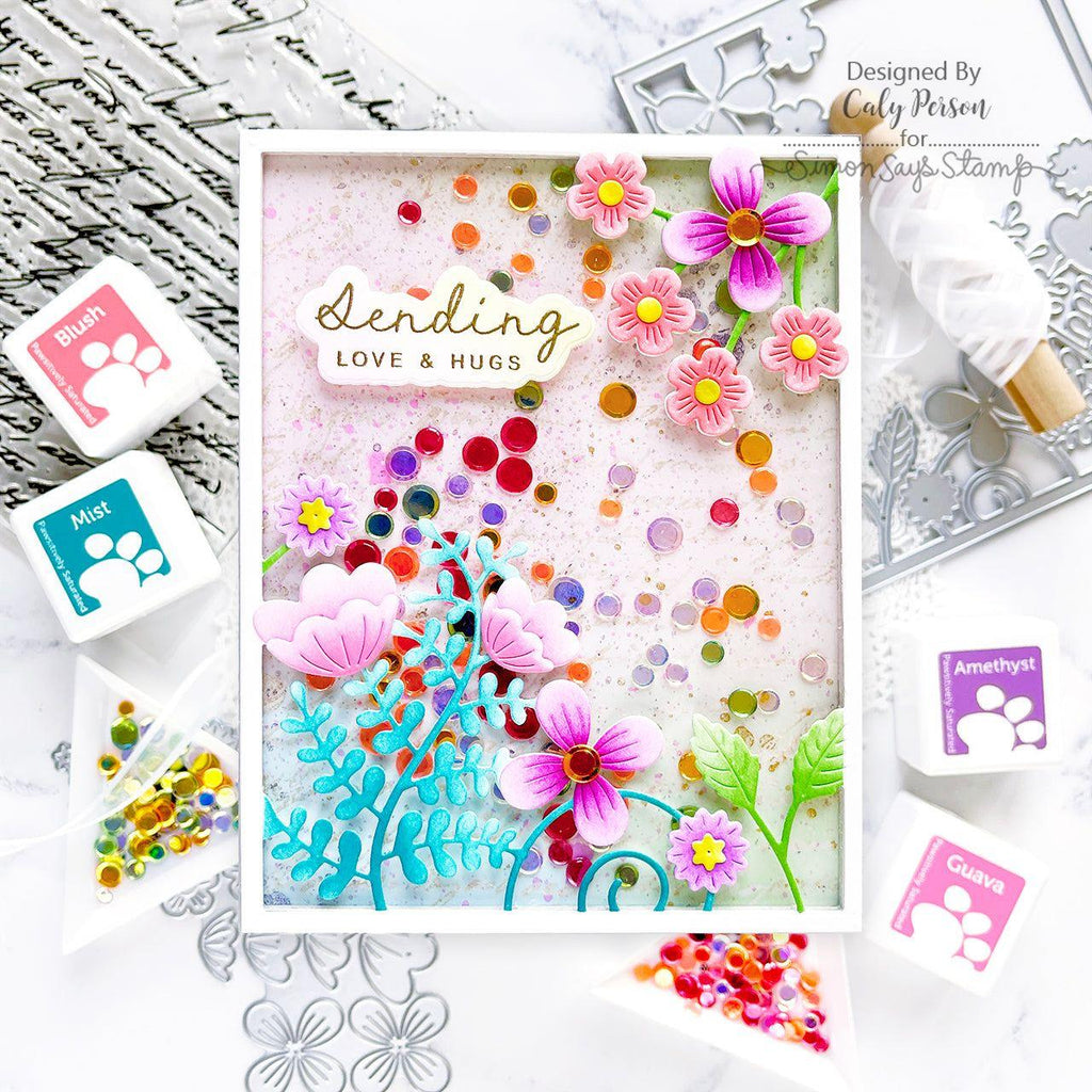 Simon Says Stamp Morning Garden Floral Frame Wafer Dies s940 Cheering for You Love and Hugs Card | color-code:ALT05